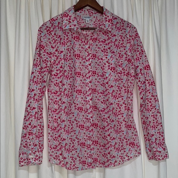 Old Navy Tops - Old Navy Pink and White Floral Button Down Shirt